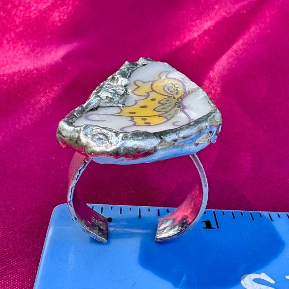Antique China Umbrella Design Silver Spoon Ring - Picture 4 of 10